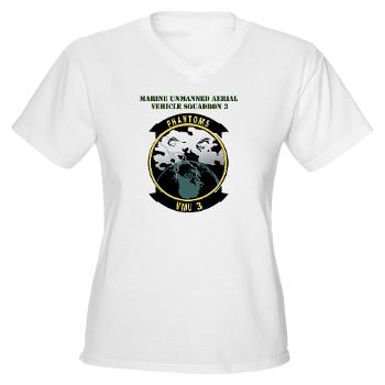 MUAVS3 - A01 - 04 - Marine Unmanned Aerial Vehicle Sqdrn 3 with Text - Women's V-Neck T-Shirt