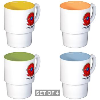 MWCS18 - M01 - 03 - Marine Wing Communications Squadron 18 with Text Stackable Mug Set (4 mugs)