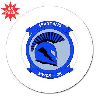 MWCS28 - M01 - 01 - Marine Wing Communications Squadron 28 (MWCS-28) 3" Lapel Sticker (48 pk)