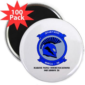 MWCS28 - M01 - 01 - Marine Wing Communications Squadron 28 (MWCS-28) with Text 2.25" Magnet (100 pack)