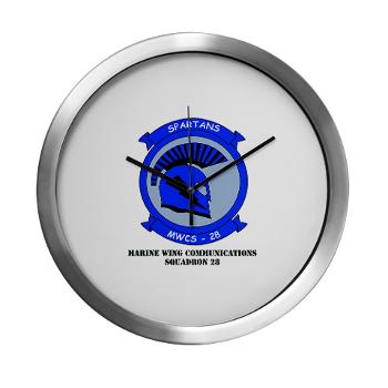 MWCS28 - M01 - 03 - Marine Wing Communications Squadron 28 (MWCS-28) with Text Modern Wall Clock