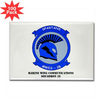 MWCS28 - M01 - 01 - Marine Wing Communications Squadron 28 (MWCS-28) with Text Rectangle Magnet (100 pack)