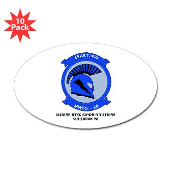 MWCS28 - M01 - 01 - Marine Wing Communications Squadron 28 (MWCS-28) with Text Sticker (Oval 10 pk)