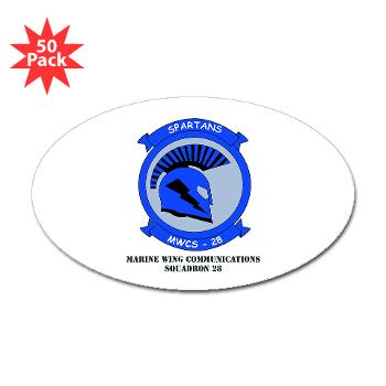 MWCS28 - M01 - 01 - Marine Wing Communications Squadron 28 (MWCS-28) with Text Sticker (Oval 50 pk)