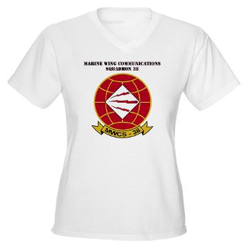 MWCS38 - A01 - 04 - Marine Wing Communications Sqdrn 38 with text Women's V-Neck T-Shirt