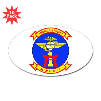MWHS1 - M01 - 01 - Marine Wing Headquarters Squadron 1 - Sticker (Oval 10 pk)