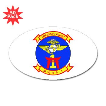 MWHS1 - M01 - 01 - Marine Wing Headquarters Squadron 1 - Sticker (Oval 50 pk)