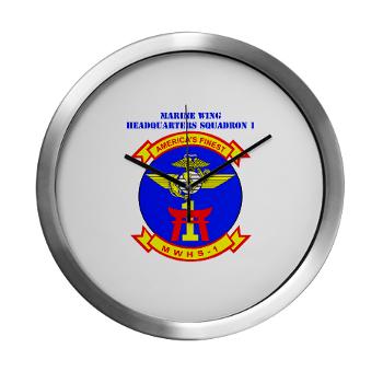MWHS1 - M01 - 03 - Marine Wing Headquarters Squadron 1 with Text - Modern Wall Clock