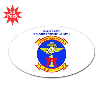 MWHS1 - M01 - 01 - Marine Wing Headquarters Squadron 1 with Text - Sticker (Oval 50 pk) - Click Image to Close