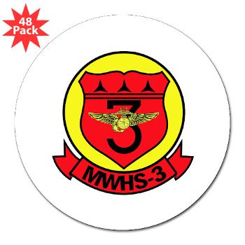 MWHS3 - M01 - 01 - Marine Wing Headquarters Squadron 3 - 3" Lapel Sticker (48 pk)