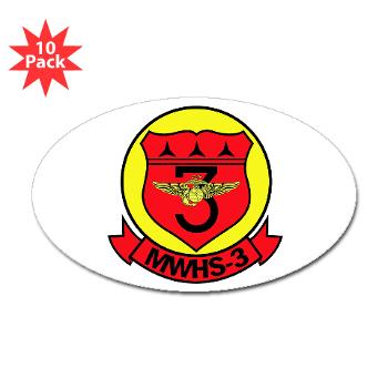 MWHS3 - M01 - 01 - Marine Wing Headquarters Squadron 3 - Sticker (Oval 10 pk)