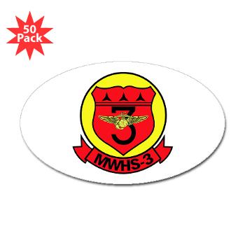 MWHS3 - M01 - 01 - Marine Wing Headquarters Squadron 3 - Sticker (Oval 50 pk)