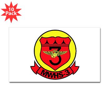 MWHS3 - M01 - 01 - Marine Wing Headquarters Squadron 3 - Sticker (Rectangle 10 pk) - Click Image to Close