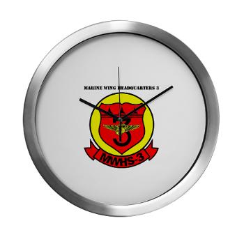 MWHS3 - M01 - 03 - Marine Wing Headquarters Squadron 3 with text - Modern Wall Clock