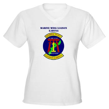 MWLK - A01 - 04 - Marine Wing Liaison Kadena with Text Women's V-Neck T-Shirt - Click Image to Close