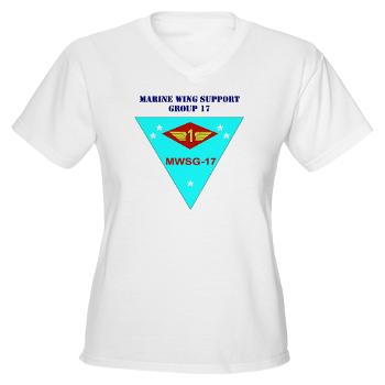 MWSG17 - A01 - 04 - Marine Wing Support Group 17 with Text Women's V-Neck T-Shirt