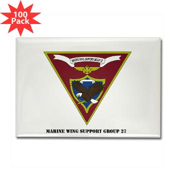 MWSG27 - A01 - 01 - USMC - Marine Wing Support Group 27 (MWSG-27) with Text - Rectangle Magnet (100 pack) - Click Image to Close