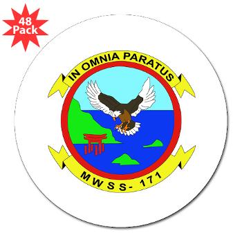 MWSS171 - M01 - 01 - Marine Wing Support Squadron 171 3" Lapel Sticker (48 pk)