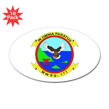 MWSS171 - M01 - 01 - Marine Wing Support Squadron 171 Sticker (Oval 10 pk)