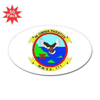 MWSS171 - M01 - 01 - Marine Wing Support Squadron 171 Sticker (Oval 50 pk) - Click Image to Close
