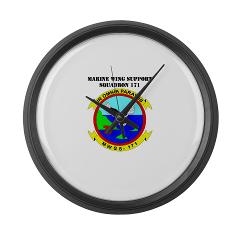 MWSS171 - M01 - 03 - Marine Wing Support Squadron 171 with Text Large Wall Clock - Click Image to Close