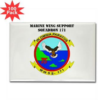 MWSS171 - M01 - 01 - Marine Wing Support Squadron 171 with Text Rectangle Magnet (100 pack)