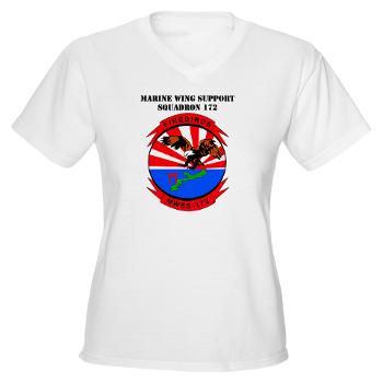 MWSS172 - A01 - 04 - Marine Wing Support Squadron 172 with Text Women's V-Neck T-Shirt