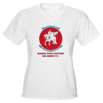 MWSS271 - A01 - 04 - Marine Wing Support Squadron 271 (MWSS 271) with text Women's V-Neck T-Shirt