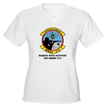 MWSS272 - A01 - 04 - Marine Wing Support Squadron 272 (MWSS 272) with text Women's V-Neck T-Shirt