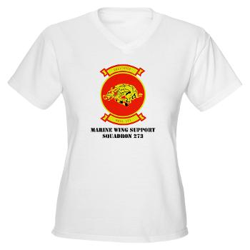 MWSS273 - A01 - 04 - Marine Wing Support Squadron 273 (MWSS 273) with text Women's V-Neck T-Shirt