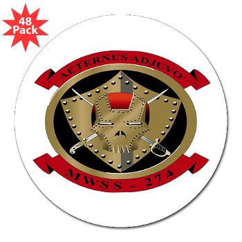 MWSS274 - M01 - 01 - Marine Wing Support Squadron 274 (MWSS 274) - 3" Lapel Sticker (48 pk)