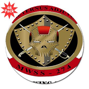 MWSS274 - M01 - 01 - Marine Wing Support Squadron 274 (MWSS 274) with Text - 3" Lapel Sticker (48 pk)