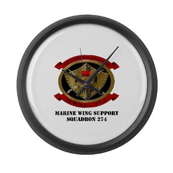 MWSS274 - M01 - 03 - Marine Wing Support Squadron 274 (MWSS 274) with Text - Large Wall Clock