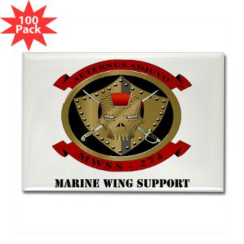 MWSS274 - M01 - 01 - Marine Wing Support Squadron 274 (MWSS 274) with Text - Rectangle Magnet (100 pack)