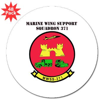 MWSS371 - M01 - 01 - Marine Wing Support Squadron 371 with Text - 3" Lapel Sticker (48 pk)