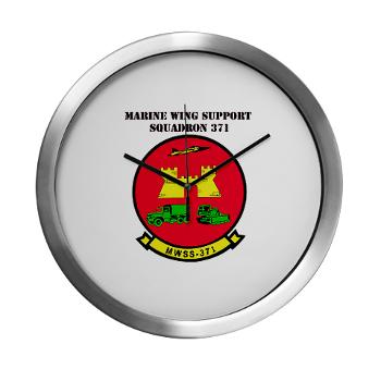 MWSS371 - M01 - 03 - Marine Wing Support Squadron 371 with Text - Modern Wall Clock