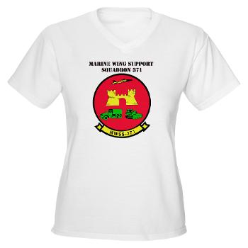 MWSS371 - A01 - 04 - Marine Wing Support Squadron 371 with Text - Women's V-Neck T-Shirt - Click Image to Close