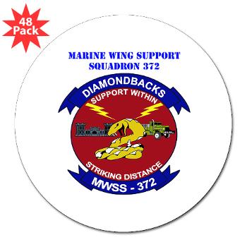 MWSS372 - M01 - 01 - Marine Wing Support Squadron 372 with Text - 3" Lapel Sticker (48 pk)