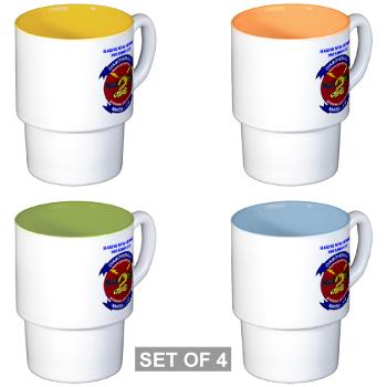 MWSS372 - M01 - 03 - Marine Wing Support Squadron 372 with Text - Stackable Mug Set (4 mugs)