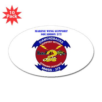 MWSS372 - M01 - 01 - Marine Wing Support Squadron 372 with Text - Sticker (Oval 10 pk)