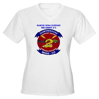 MWSS372 - A01 - 04 - Marine Wing Support Squadron 372 with Text - Women's V-Neck T-Shirt