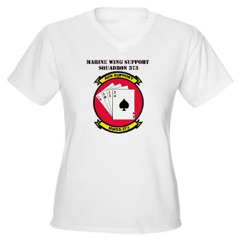 MWSS373 with Text - A01 - 04 - Marine Wing Support Squadron 373 with Text - Women's V -Neck T-Shirt