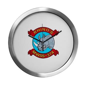 MWSS374 - M01 - 03 - Marine Wing Support Squadron 374 - Modern Wall Clock - Click Image to Close