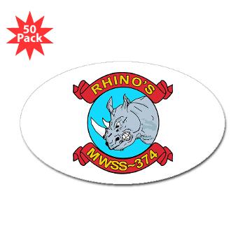 MWSS374 - M01 - 01 - Marine Wing Support Squadron 374 - Sticker (Oval 50 pk)