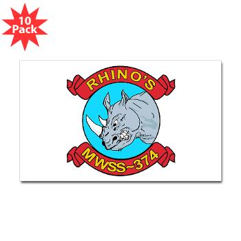 MWSS374 - M01 - 01 - Marine Wing Support Squadron 374 - Sticker (Rectangle 10 pk) - Click Image to Close