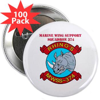 MWSS374 - M01 - 01 - Marine Wing Support Squadron 374 with Text - 2.25" Button (100 pack)