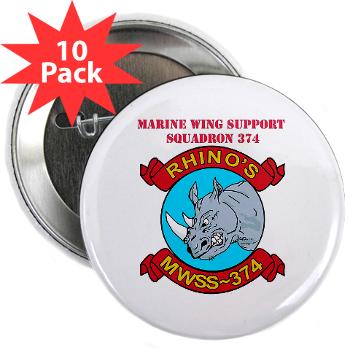 MWSS374 - M01 - 01 - Marine Wing Support Squadron 374 with Text - 2.25" Button (10 pack) - Click Image to Close