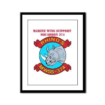 MWSS374 - M01 - 02 - Marine Wing Support Squadron 374 with Text - Framed Panel Print