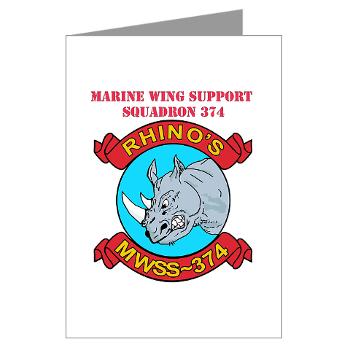MWSS374 - M01 - 02 - Marine Wing Support Squadron 374 with Text - Greeting Cards (Pk of 10)