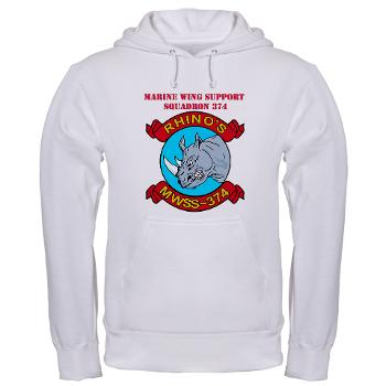 MWSS374 - A01 - 03 - Marine Wing Support Squadron 374 with Text - Hooded Sweatshirt